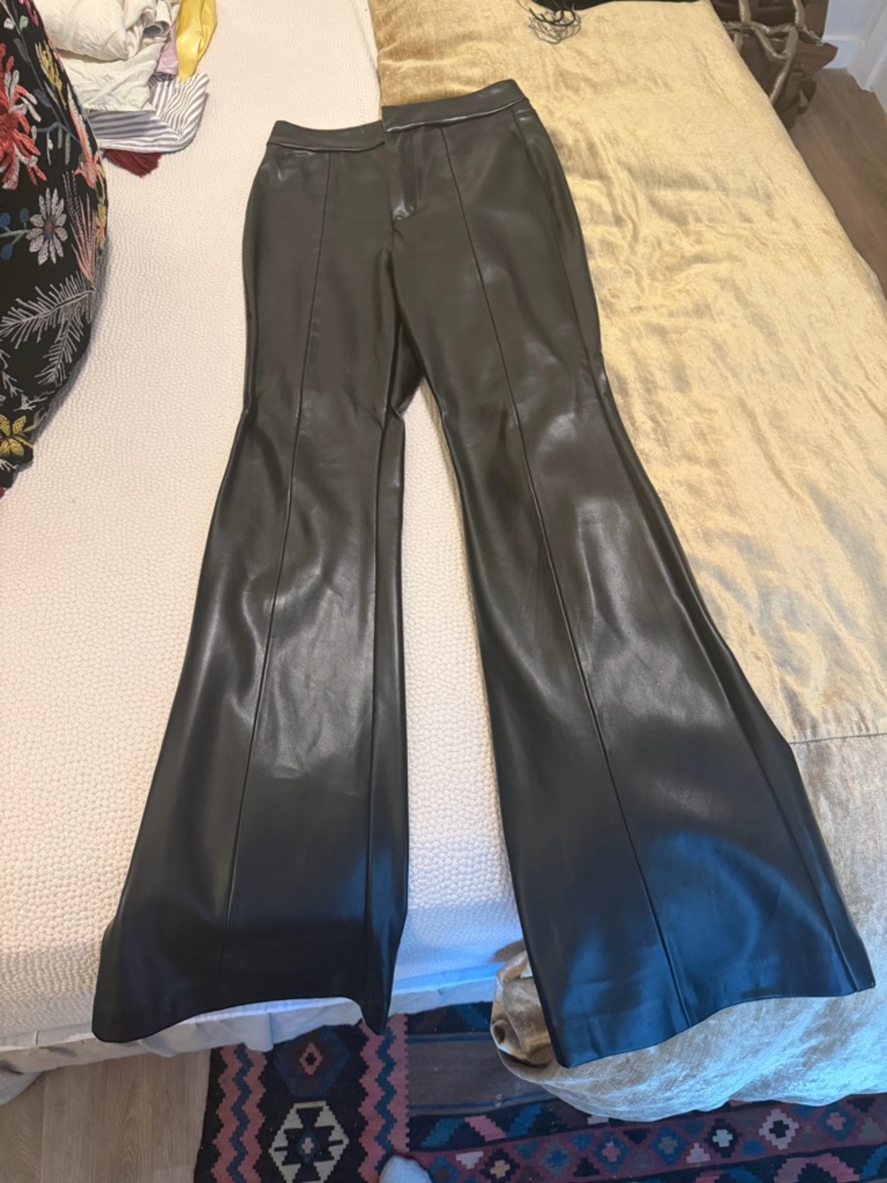 Blank NYC Black Faux Leather Flare Pants